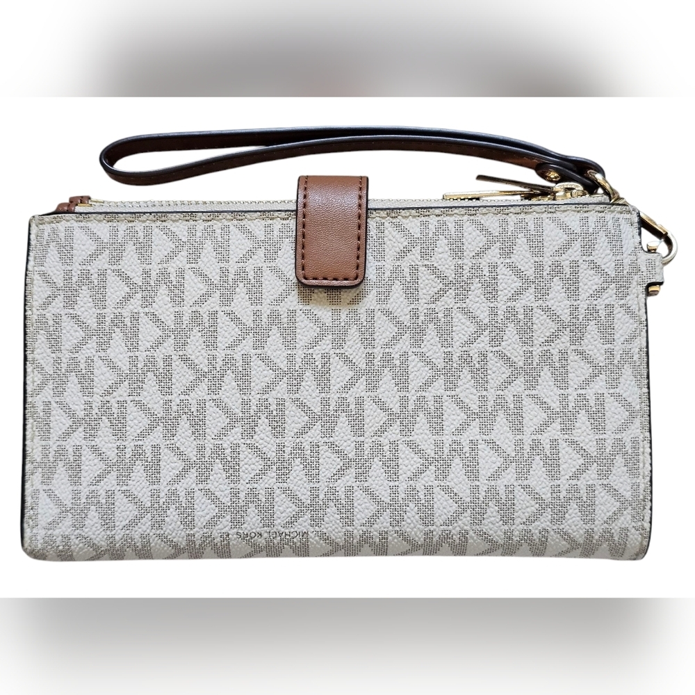 Michael Kors Brown Double Zip Clutch Wristlet with Gold-Tone Hardware, Like New - Picture 3 of 9